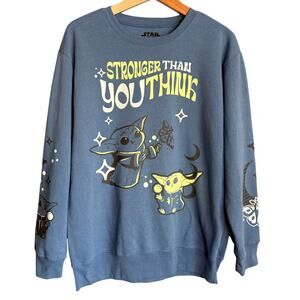 Star Wars Sweatshirt Women's Medium 'Stronger Than You Think' Light Blue